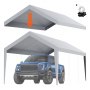 VEVOR Náhradní kryt přístřešku na auto 10 x 20 stop, Garage Top Tent Shell Tarp Heavy Duty Waterproof & UV Protected, Easy Installation with Ball Bungees, Grey (pouze horní kryt, rám není součástí)