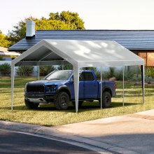 VEVOR Auvent de rechange pour abri de voiture 3 x 6 m, bâche de tente de garage robuste, imperméable et protégée contre les UV, installation facile avec élastiques à billes, gris (couvercle supérieur uniquement, cadre non inclus)