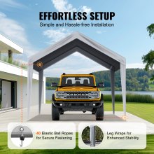 VEVOR Carport Replacement Canopy Cover 10 x 20 ft, Garage Top Tent Shelter Tarp Heavy-Duty Waterproof & UV Protected, Easy Installation with Ball Bungees,Grey (Only Top Cover, Frame Not Include)