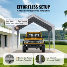 VEVOR Carport Replacement Canopy Cover 10 x 20 ft, Garage Top Tent Shelter Tarp Heavy-Duty Waterproof & UV Protected, Easy Installation with Ball Bungees,Grey (Only Top Cover, Frame Not Include)