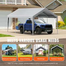 VEVOR Carport Replacement Canopy Cover 10 x 20 ft, Garage Top Tent Shelter Tarp Heavy-Duty Waterproof & UV Protected, Easy Installation with Ball Bungees,Grey (Only Top Cover, Frame Not Include)