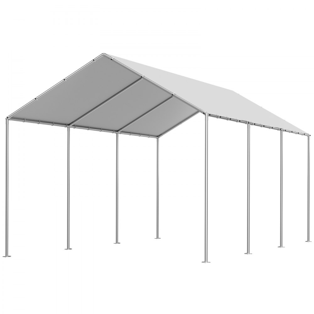 VEVOR Carport Replacement Canopy, 10 x 20 ft Potable Garage Tent Top Tarp, UV-Resistant & Waterproof Car Shelter Tarp, Heavy Duty Car Port Cover with Ball Buggees, Grey, Frame Not Included