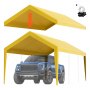 VEVOR Carport Replacement Canopy Cover 10 x 20 ft, Garage Top Tent Shelter Tarp Heavy-Duty Waterproof & UV Protected, Easy Installation with Ball Bungees,Beige (Only Top Cover, Frame Not Include)