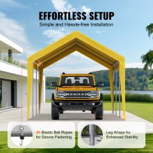 VEVOR Carport Replacement Canopy Cover 10 x 20 ft, Garage Top Tent Shelter Tarp Heavy-Duty Waterproof & UV Protected, Easy Installation with Ball Bungees,Beige (Only Top Cover, Frame Not Include)