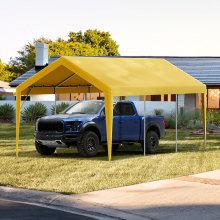 VEVOR Carport-udskiftning af baldakindæksel 10 x 20 fod, Garage Top Telt Shelter Tarp Heavy-Duty Vandtæt & UV-beskyttet, Nem installation med Ball Bungees, Beige (Kun Top Cover, Ramme medfølger ikke)