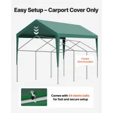 VEVOR Carport Replacement Canopy, 10 x 20 ft Potable Garage Tent Top Tarp, UV-Resistant & Waterproof Car Shelter Tarp, Heavy Duty Car Port Cover with Ball Buggees, Dark Green, Frame Not Included