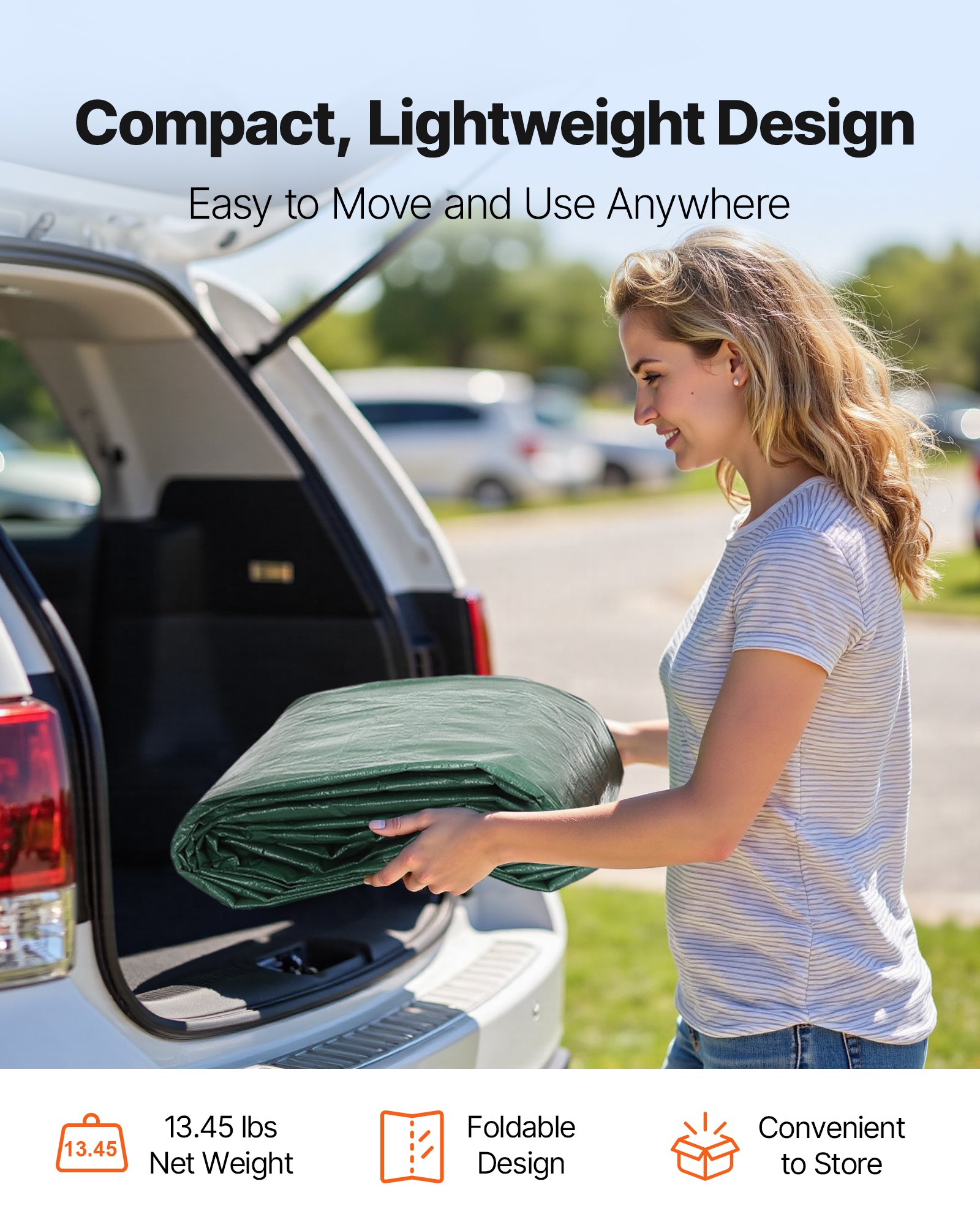 VEVOR Carport Replacement Canopy, 10 x 20 ft Potable Garage Tent Top Tarp, UV-Resistant & Waterproof Car Shelter Tarp, Heavy Duty Car Port Cover with Ball Buggees, Dark Green, Frame Not Included