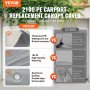 VEVOR Náhradní kryt přístřešku na auto 12 x 20 stop, Garage Top Tent Shell Tarp Heavy Duty Waterproof & UV Protected, Easy Installation with Ball Bungees, Grey (pouze horní kryt, rám není součástí)