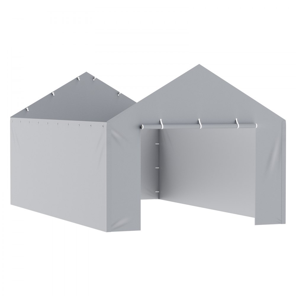 VEVOR Carport Replacement Canopy Cover Side Wall 12 x 20 ft, Garage Tent Shelter Tarp Heavy-Duty Waterproof & UV Protected, Easy Installation with Ball Bungees,Grey (Top and Frame Not Included)