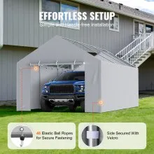 VEVOR Carport Replacement Canopy Cover Side Wall 12 x 20 ft, Garage Tent Shelter Tarp Heavy-Duty Waterproof & UV Protected, Easy Installation with Ball Bungees,Grey (Top and Frame Not Included)