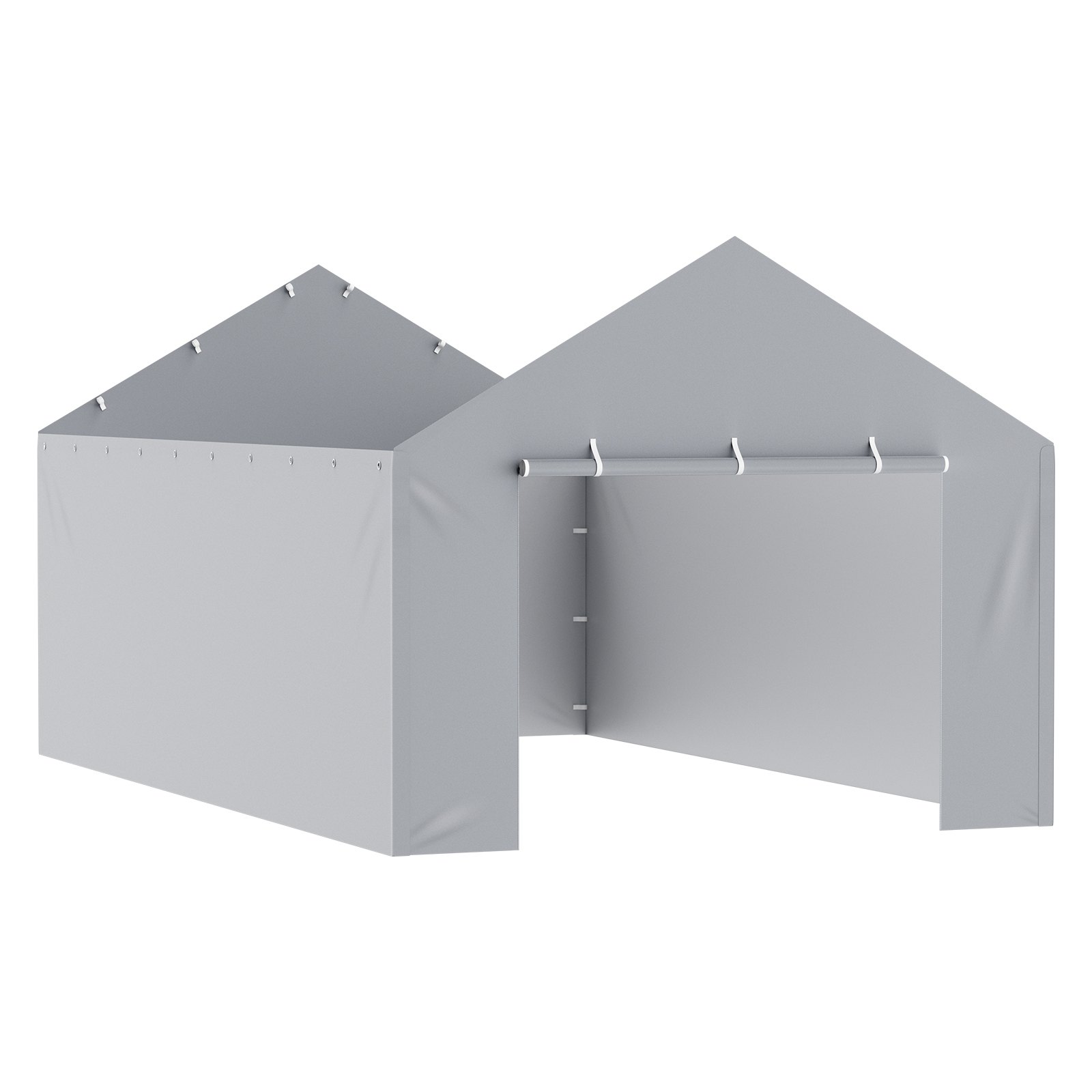 VEVOR Carport Replacement Canopy Cover Side Wall 12 x 20 ft, Garage Tent Shelter Tarp Heavy-Duty Waterproof & UV Protected, Easy Installation with Ball Bungees,Grey (Top and Frame Not Included)