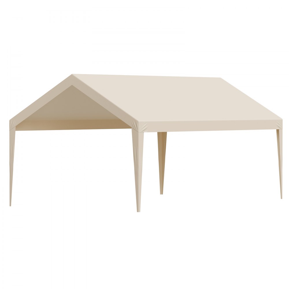 VEVOR Carport Replacement Canopy, 3.6 x 6 m Potable Garage Tent Top Tarp, UV-Resistant & Waterproof Car Shelter Tarp, Heavy Duty Car Port Cover with Ball Buggees, Beige, Frame Not Included