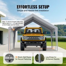 VEVOR Carport Replacement Canopy Cover 13 x 20 ft, Garage Top Tent Shelter Tarp Heavy-Duty Waterproof & UV Protected, Easy Installation with Ball Bungees,Grey (Only Top Cover, Frame Not Include)