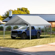 VEVOR Carport erstatning baldakin deksel 13 x 20 fot, garasje topp telt skjul presenning Kraftig vanntett og UV-beskyttet, enkel installasjon med ball Bungees, grå (kun toppdeksel, ramme ikke inkludert)