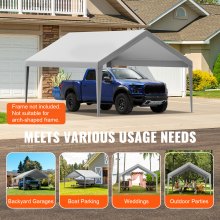 VEVOR Carport Replacement Canopy Cover 13 x 20 ft, Garage Top Tent Shelter Tarp Heavy-Duty Waterproof & UV Protected, Easy Installation with Ball Bungees,Grey (Only Top Cover, Frame Not Include)