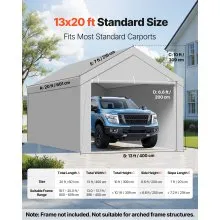 VEVOR Carport Replacement Canopy, 6 x 4 m Potable Garage Tent Top Tarp with Sidewalls, UV-Resistant & Waterproof, Heavy Duty Car Shelter Tarp with Ball Buggees, Grey, Frame Not Included
