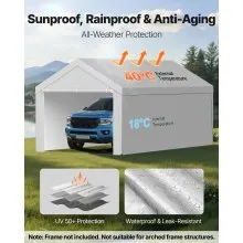 VEVOR Carport Replacement Canopy, 6 x 4 m Potable Garage Tent Top Tarp with Sidewalls, UV-Resistant & Waterproof, Heavy Duty Car Shelter Tarp with Ball Buggees, Grey, Frame Not Included