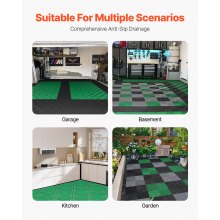 VEVOR Interlocking Drainage Mat, 10” x 10” Modular Interlocking Cushion Durable PP Material, 50 Pcs Splicing Drainage Mats, Non-Slip Drainage Floor Tile and Shower Mat, for Garage, Garden, Kitchen & Outdoor, Green