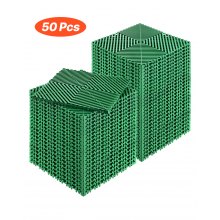 VEVOR Interlocking Drainage Mat, 50 Pcs Modular Interlocking Cushion, 12” x 12” Splicing Drainage Mats, Non-Slip Green PP Drainage Floor Tile and Shower Mat, for Garage, Garden, Kitchen & Outdoor