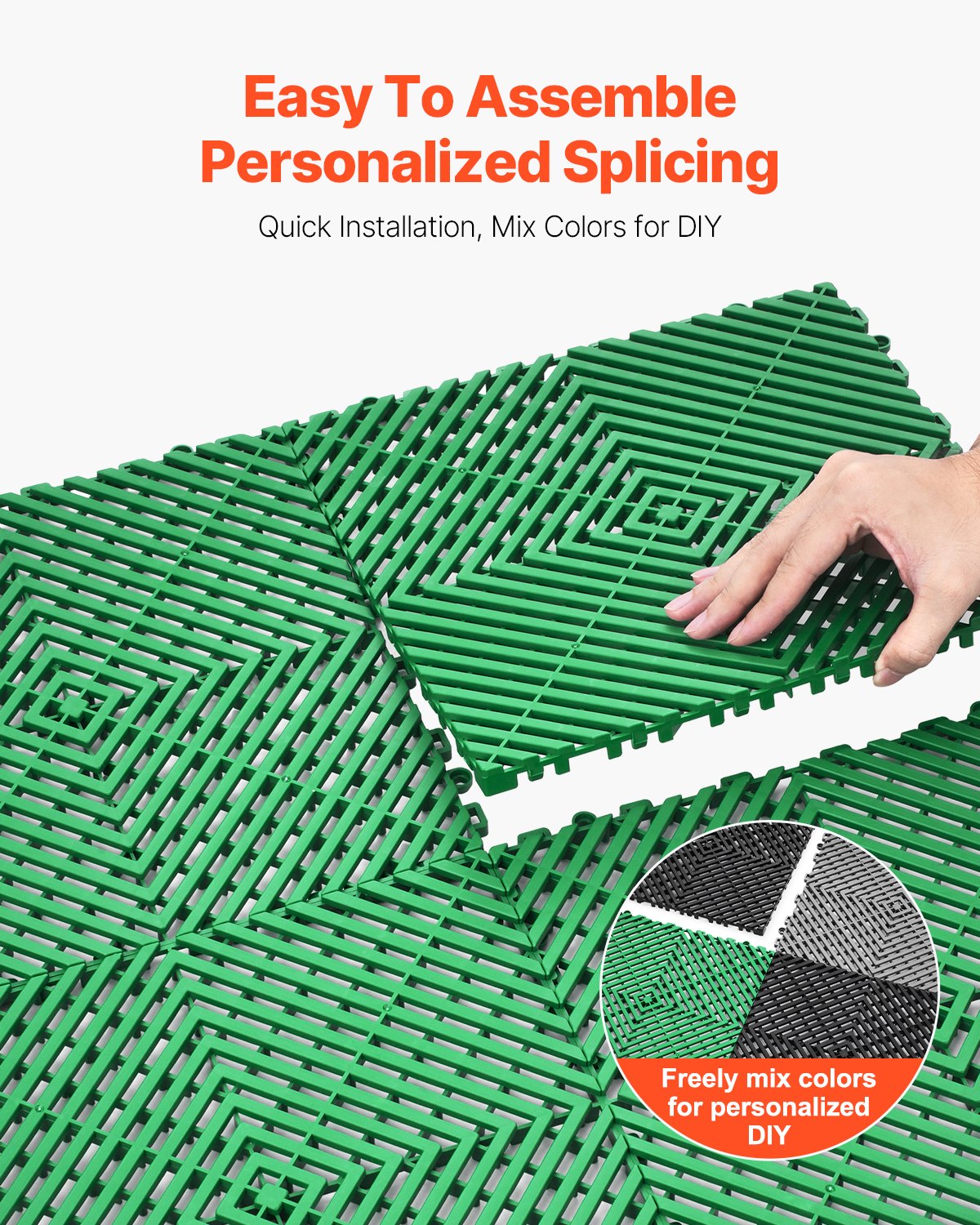 VEVOR Interlocking Drainage Mat Drainage Cushion 12” x 12” Modular Floor Tile