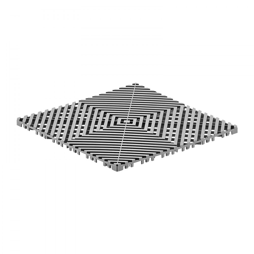 VEVOR Interlocking Drainage Mats 100 Pack 300x300 mm Dark Gray Floor Tiles, for Garages Basements Car Wash Shops, Non-Slip Heavy-Duty PP Modular Interlocking Cushion, 15 mm Thickened, Easy to Clean