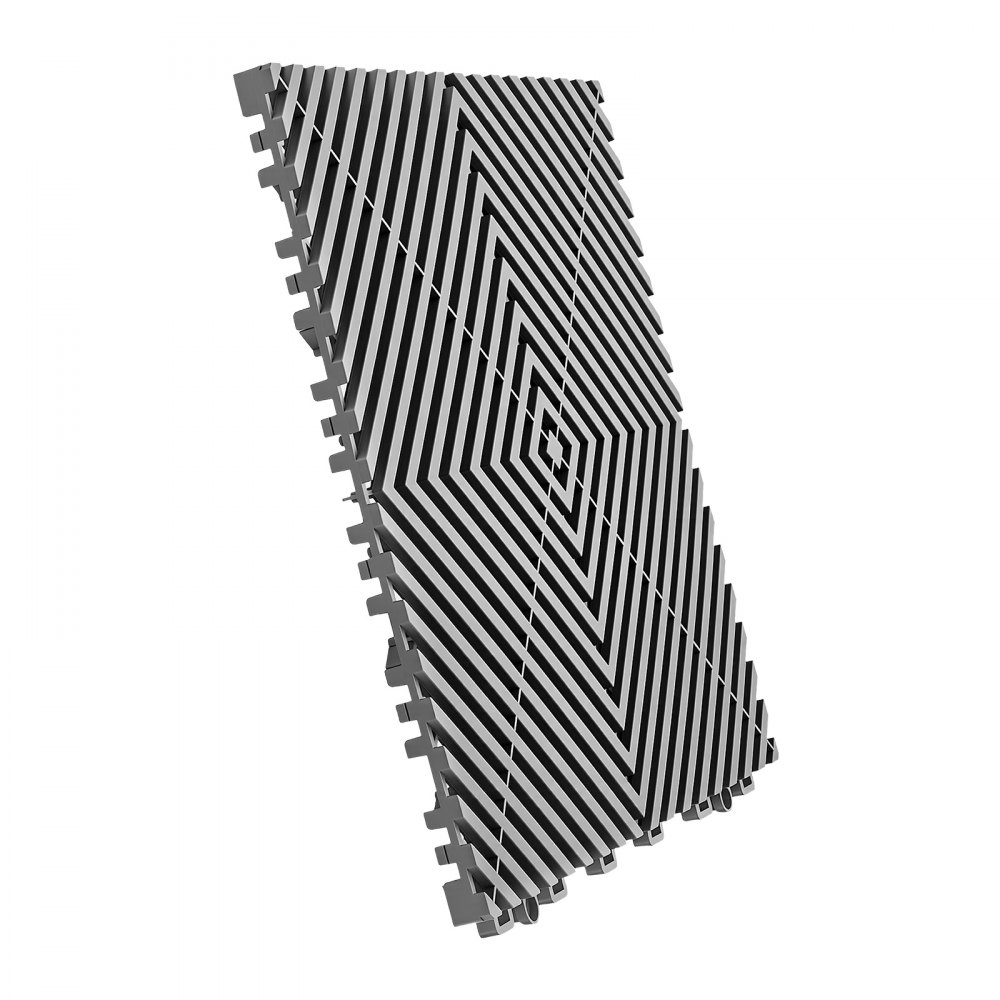 VEVOR Interlocking Drainage Mats 100 Pack 300x300 mm Dark Gray Floor Tiles, for Garages Basements Car Wash Shops, Non-Slip Heavy-Duty PP Modular Interlocking Cushion, 15 mm Thickened, Easy to Clean