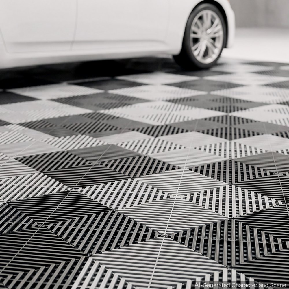 VEVOR Interlocking Drainage Mats 100 Pack 300x300 mm Black Floor Tiles, for Garages Basements Car Wash Shops, Non-Slip Heavy-Duty PP Modular Interlocking Cushion, 15 mm Thickened, Easy to Clean