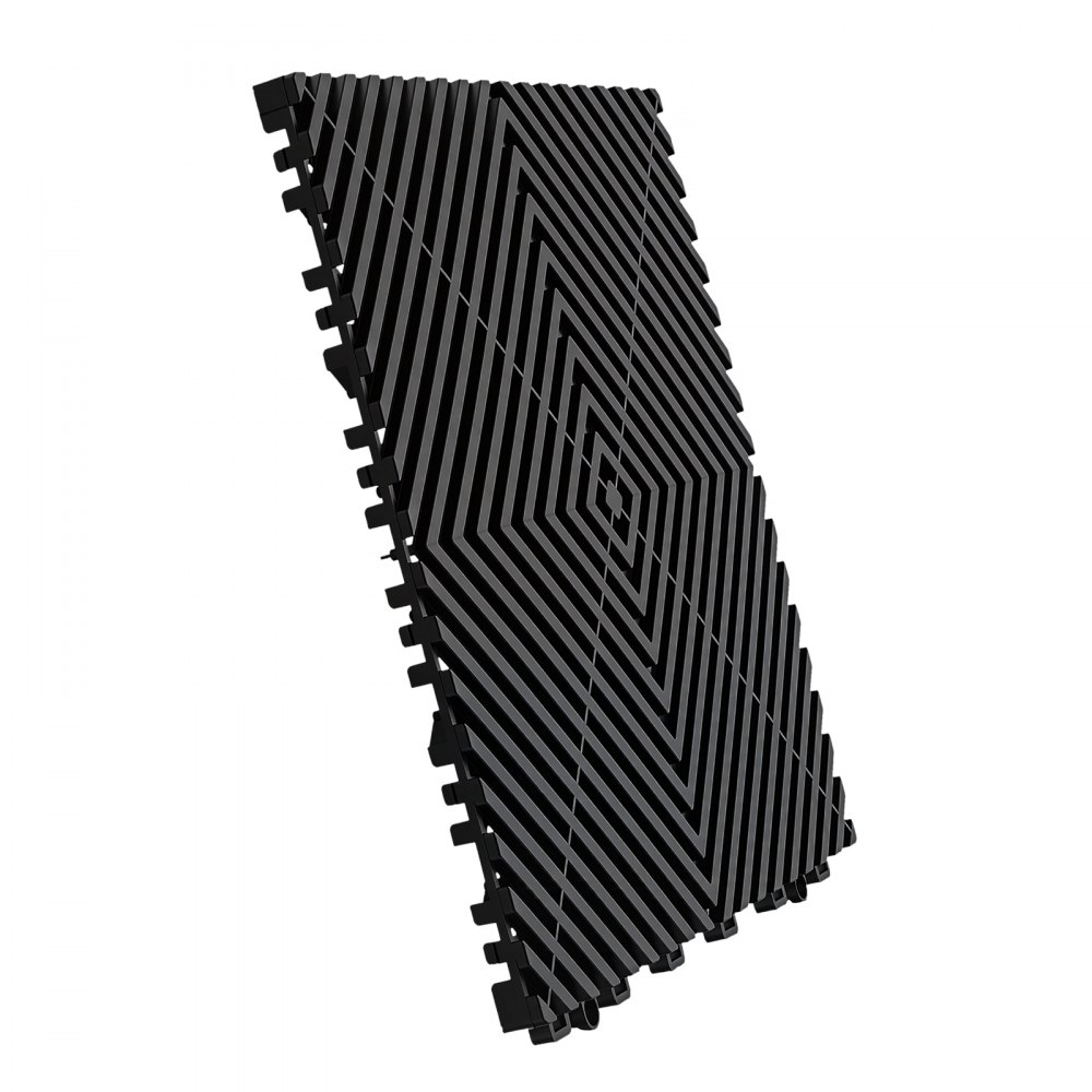 VEVOR Interlocking Drainage Mats 100 Pack 300x300 mm Black Floor Tiles, for Garages Basements Car Wash Shops, Non-Slip Heavy-Duty PP Modular Interlocking Cushion, 15 mm Thickened, Easy to Clean