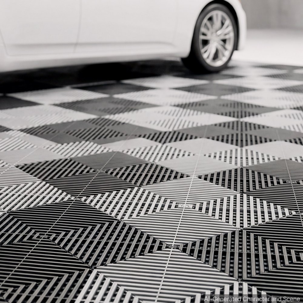 VEVOR Interlocking Drainage Mats 50 Pack 300x300 mm Light Gray Floor Tiles, for Garages Basements Car Wash Shops, Non-Slip Heavy-Duty PP Modular Interlocking Cushion, 15 mm Thickened, Easy to Clean