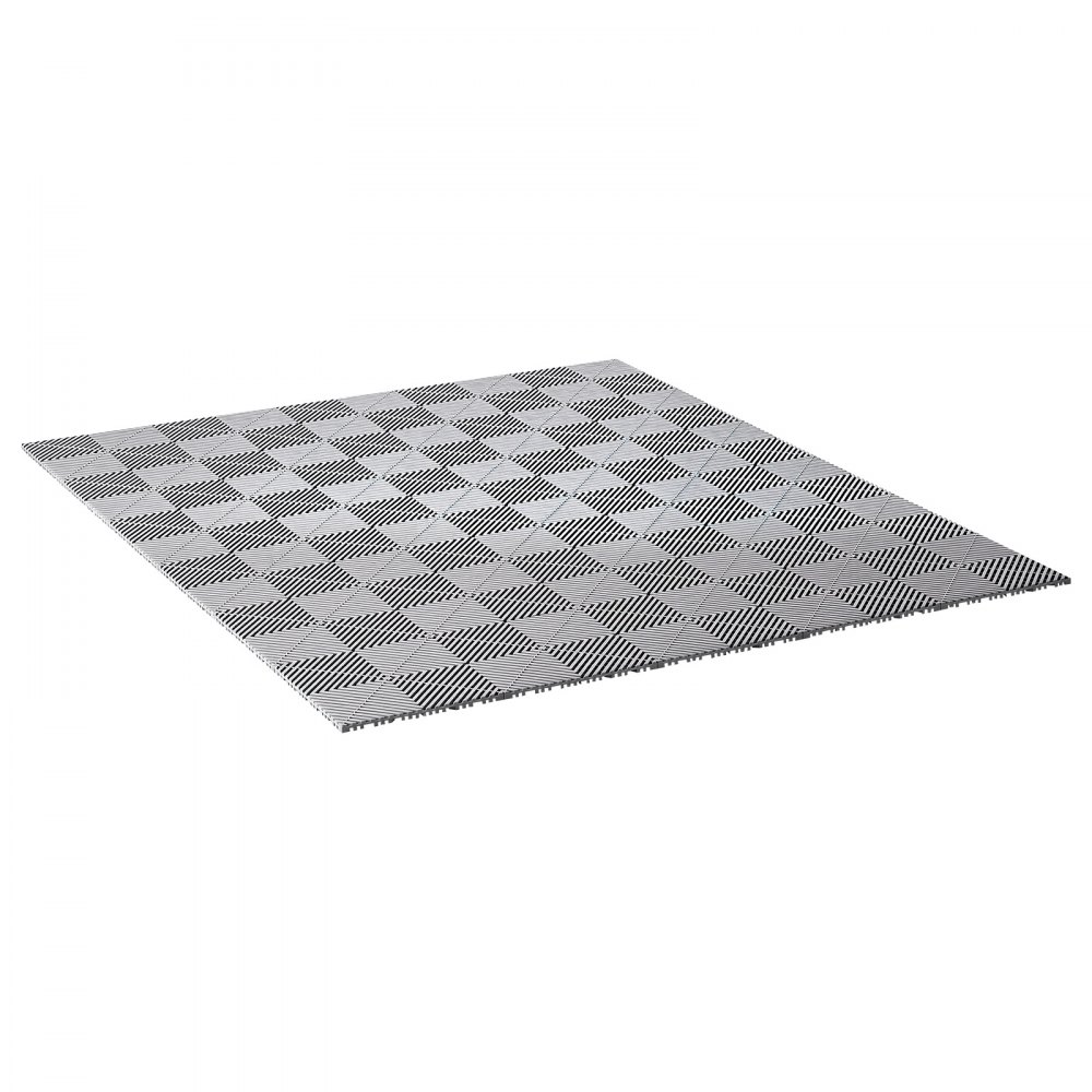 VEVOR Interlocking Drainage Mats 50 Pack 300x300 mm Light Gray Floor Tiles, for Garages Basements Car Wash Shops, Non-Slip Heavy-Duty PP Modular Interlocking Cushion, 15 mm Thickened, Easy to Clean