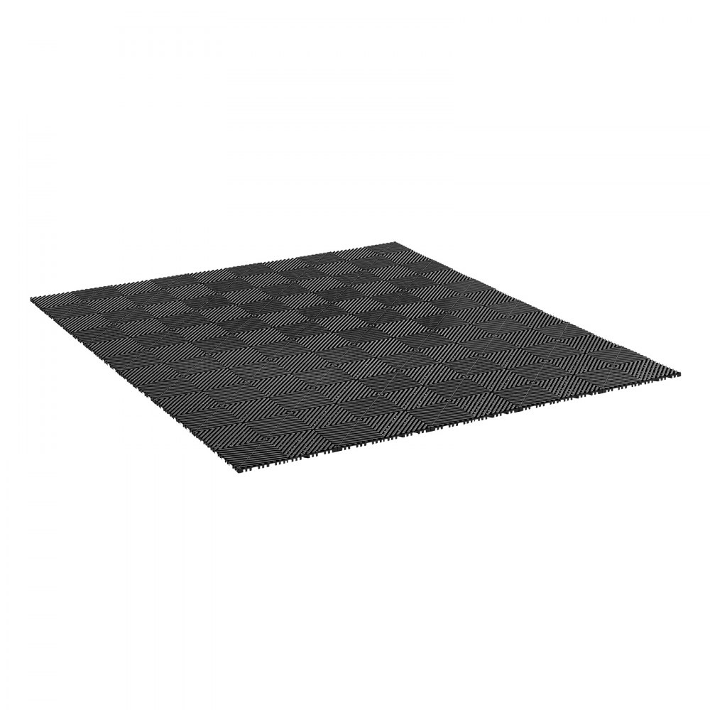 VEVOR Interlocking Drainage Mats 75 Pack 300x300 mm Black Floor Tiles, for Garages Basements Car Wash Shops, Non-Slip Heavy-Duty PP Modular Interlocking Cushion, 15 mm Thickened, Easy to Clean