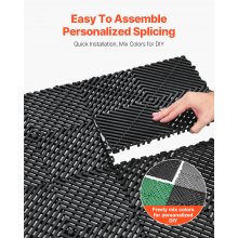 VEVOR Interlocking Drainage Mat, 12” x 12” Modular Interlocking Cushion Durable PP Material, 40 Pcs Splicing Drainage Mats, Non-Slip Drainage Floor Tile and Shower Mat, for Garage, Garden, Kitchen & Outdoor, Black