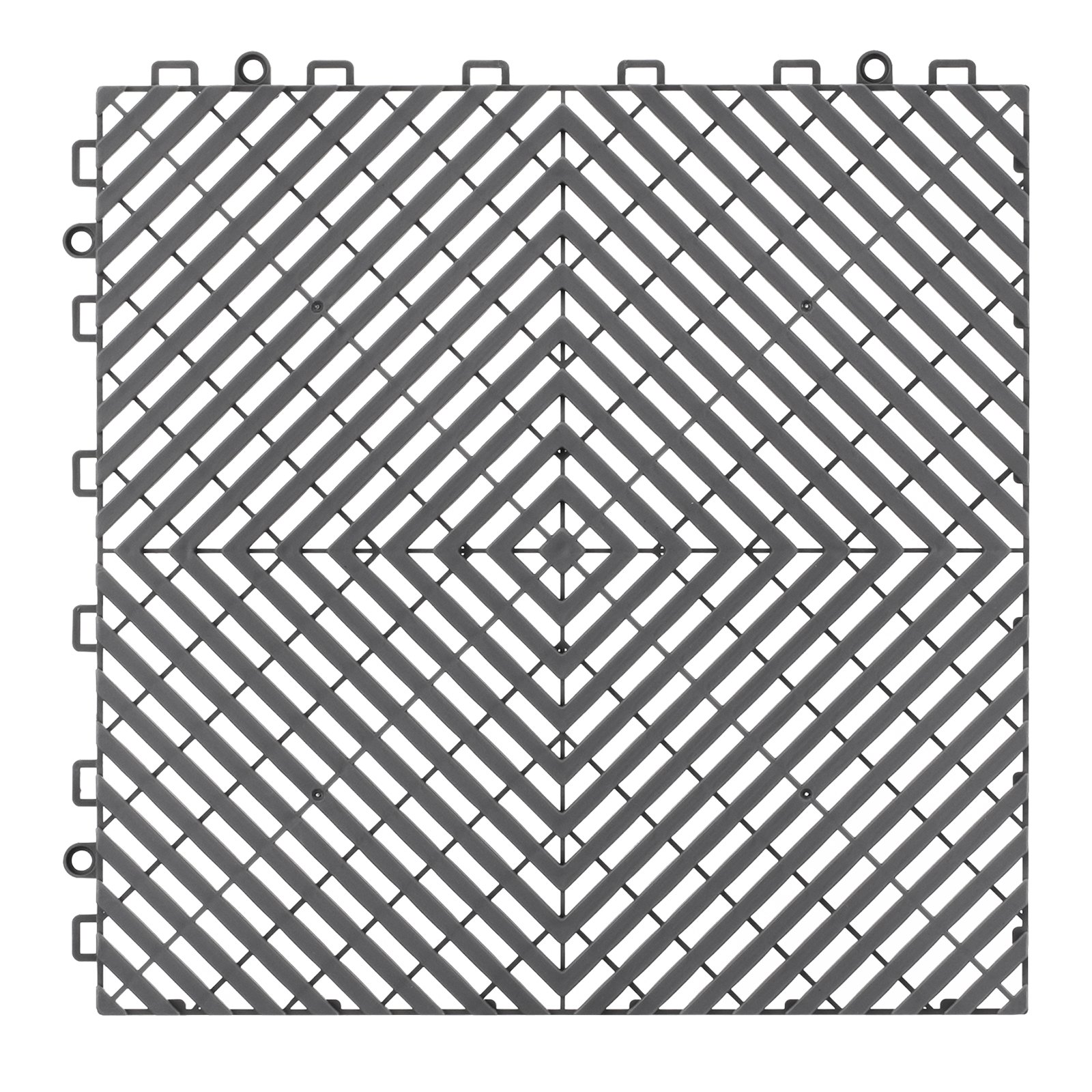 VEVOR Interlocking Drainage Mat, 12” x 12” Modular Interlocking Cushion, 55 Pcs Splicing Drainage Mats, Non-Slip Gray PP Drainage Floor Tile and Shower Mat, for Garage, Garden, Kitchen & Outdoor