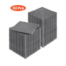 VEVOR Interlocking Drainage Mat, 12” x 12” Modular Interlocking Cushion, 50 Pcs Splicing Drainage Mats, Non-Slip Gray PP Drainage Floor Tile and Shower Mat, for Garage, Garden, Kitchen & Outdoor