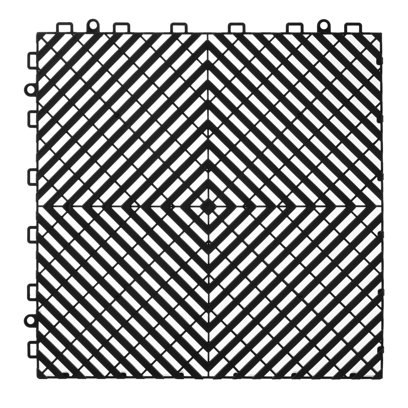 VEVOR Interlocking Drainage Mat, 31 x 31 cm Modular Interlocking Cushion, 55 Pcs Splicing Drainage Mats, Non-Slip Black PP Drainage Floor Tile and Shower Mat, for Garage, Garden, Kitchen & Outdoor