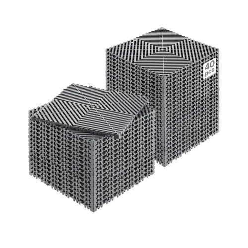 VEVOR Interlocking Drainage Mat, 12” x 12” Modular Interlocking Cushion, 40 Pcs Splicing Drainage Mats, Non-Slip Gray PP Drainage Floor Tile and Shower Mat, for Garage, Garden, Kitchen & Outdoor