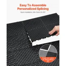 VEVOR Interlocking Drainage Mat, 15.7” x 15.7” Modular Interlocking Cushion Durable PP Material, 24 Pcs Splicing Drainage Mats, Non-Slip Drainage Floor Tile and Shower Mat, for Garage, Garden, Kitchen & Outdoor, Black