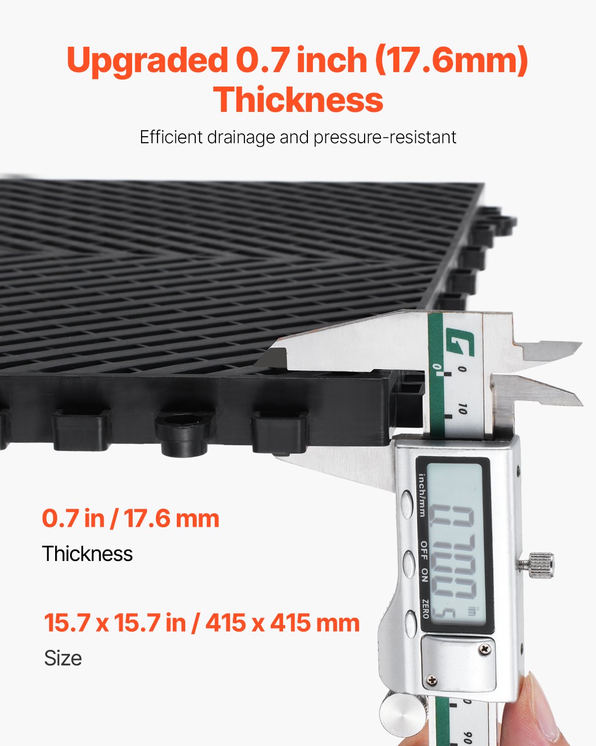 VEVOR Drainage Mat Modular Interlocking Cushion 15.7” x 15.7” Drainage Tile