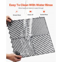 VEVOR Interlocking Drainage Mat, 15.7” x 15.7” Modular Interlocking Cushion Durable PP Material, 24 Pcs Splicing Drainage Mats, Non-Slip Drainage Floor Tile and Shower Mat, for Garage, Garden, Kitchen & Outdoor, Grey