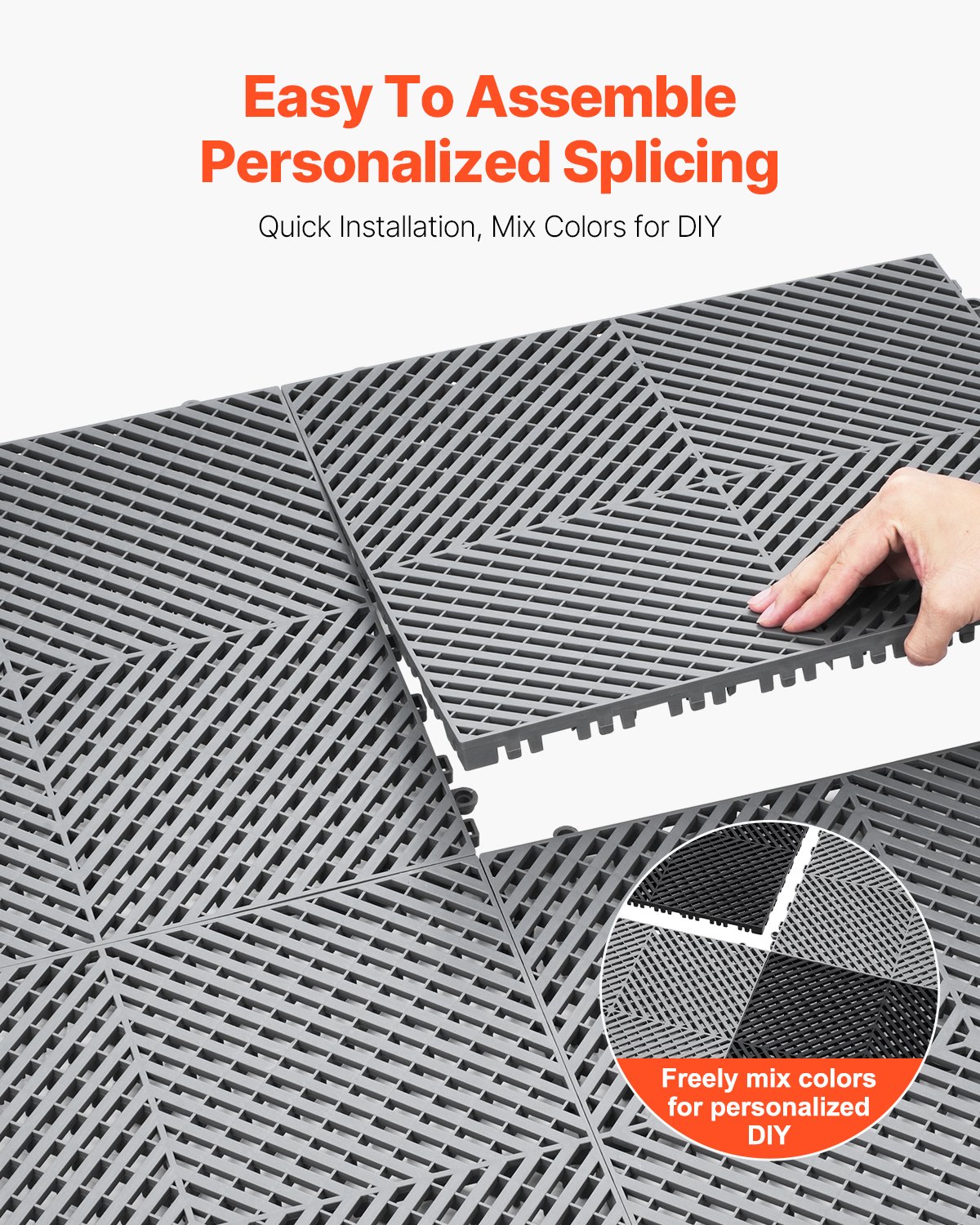 VEVOR Drainage Mat Modular Interlocking Mat 15.7” x 15.7” Drainage Floor Tile