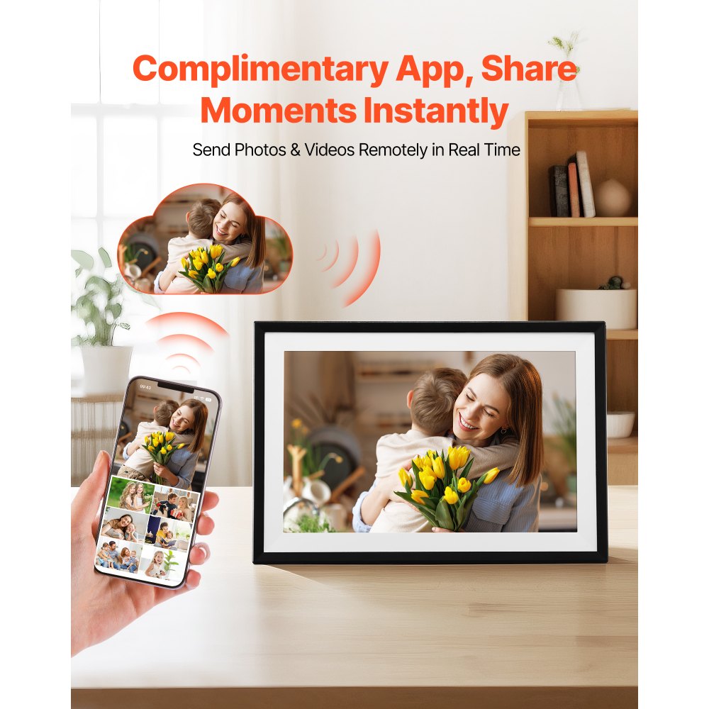 VEVOR 260x180mm (10 inch) Digital Picture Frame 32GB IPS Touchscreen Wi-Fi Photo Frame