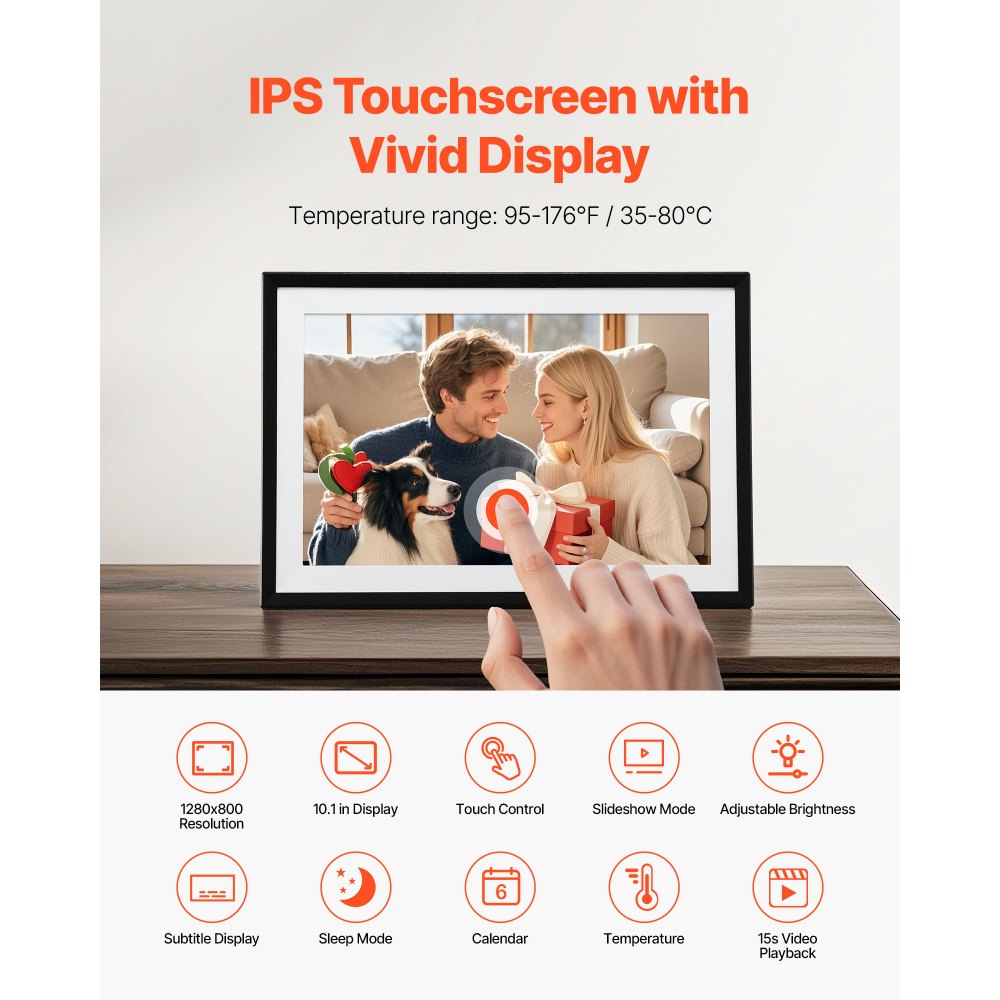 VEVOR 260x180 mm (10 inch) Digital Picture Frame 32GB Touchscreen 2-Pack Wi-Fi Photo Frames