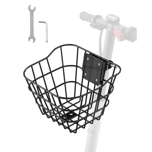 VEVOR Front Bike Basket, Electric Scooter Basket with Fixed Bracket - Max Bearing 20 lbs, Construct from Solid Steel, Kids Bike Basket/Adult Bicycle Basket/Knee Electric Scooter Accessories