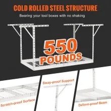VEVOR Overhead Garage Storage Rack, 36x72 inch Garage Ceiling Storage Racks, Heavy Duty Adjustable Cold Rolled Steel Racks for Garage Storage, Organization, 550 lbs Load Capacity, 22''-40", White