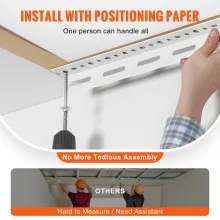 VEVOR Overhead Garage Storage Rack, 48x96 inch Garage Ceiling Storage Racks, Heavy Duty Adjustable Cold Rolled Steel Racks for Garage Storage, Organization, 600 lbs Load Capacity, 22''-40", White