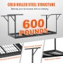 VEVOR overhead garage storage rack with 600 lbs capacity, cold-rolled steel, scratch-proof, sway-proof.