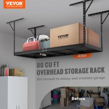 VEVOR Overhead Garage Storage Rack, 36x96 inch Garage Ceiling Storage Racks, Heavy Duty Adjustable Cold Rolled Steel Racks for Garage Storage, Organization, 600 lbs Load Capacity, 22''-40", Black