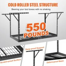 VEVOR Overhead Garage Storage Rack, 36x72 inch Garage Ceiling Storage Racks, Heavy Duty Adjustable Cold Rolled Steel Racks for Garage Storage, Organization, 550 lbs Load Capacity, 22''-40", Black