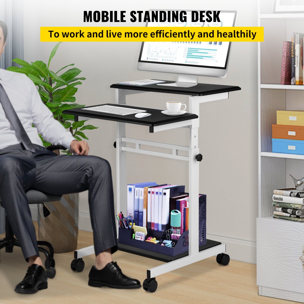 Escritorio portátil con ruedas de altura ajustable, escritorio de pie  pequeño con ruedas, escritorio de computadora de 32 pulgadas, mesa para
