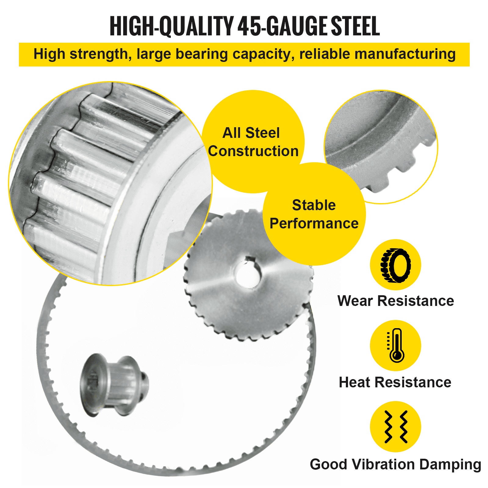 Metal Lathe Gear 7x10,12,&14"Gear/Belt 3pcs Set Timing Belt High Hardness
